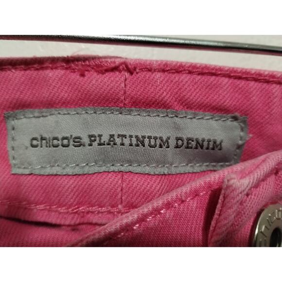 Chico's Platinum Pink Crop Jeans Chico's Size 1.5 Women's Sz 10 Denim Stretch - Picture 3 of 6